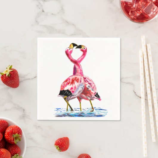 Serviette En Papier Flamant rose Tango - Amour (En situation)