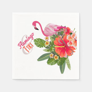 Serviette En Papier Flamant rose & Tiki Cocktail Serviettes
