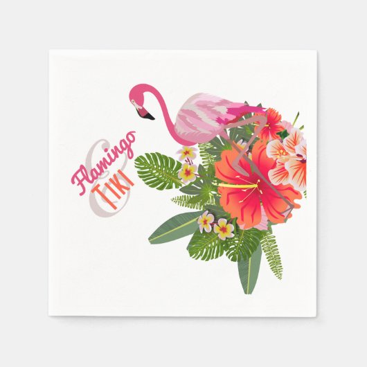 Serviette En Papier Flamant rose & Tiki Cocktail Serviettes (Devant)
