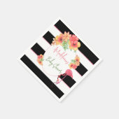 Serviette En Papier Flamant rose tropical Baby shower en bande noire r (Coin)