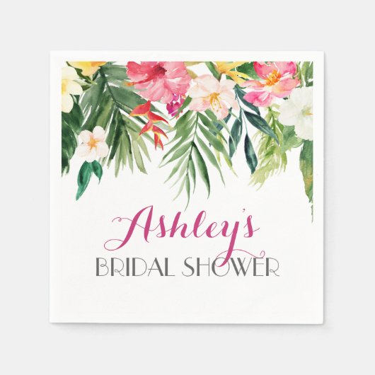 Serviette En Papier Flamant rose tropical Belle serviettes florales ja (Devant)