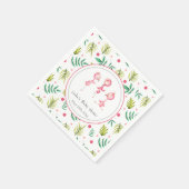 Serviette En Papier Flamant rose Tropical Cute Baby shower personnalis (Coin)