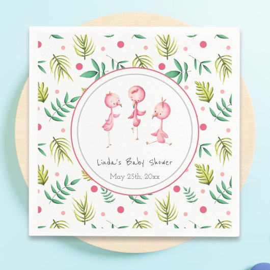 Serviette En Papier Flamant rose Tropical Cute Baby shower personnalis