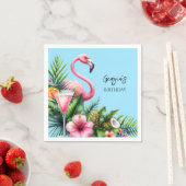 Serviette En Papier Flamant rose tropical fête d'anniversaire (En situation)