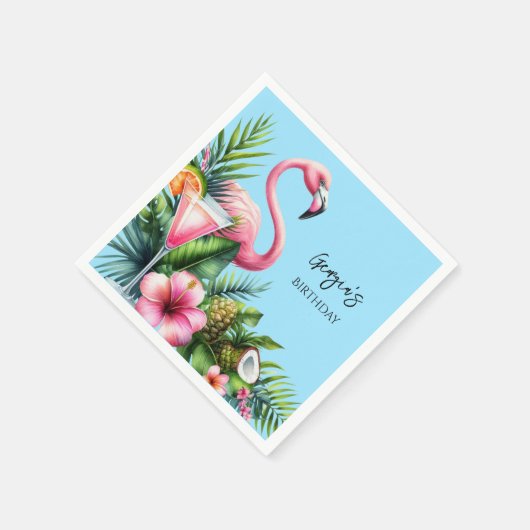 Serviette En Papier Flamant rose tropical fête d'anniversaire (Coin)