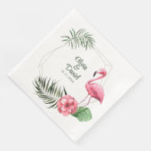 Serviette En Papier Flamant rose tropical Mariage cadre doré (Coin)