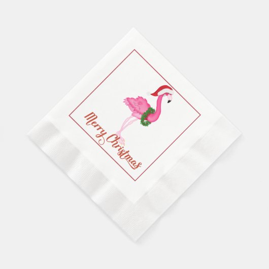 Serviette En Papier Flamant rose tropical Papier de Noël (Coin)