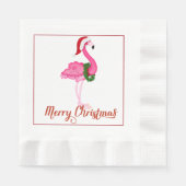 Serviette En Papier Flamant rose tropical Papier de Noël (Devant)