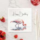 Serviette En Papier Flamant rose tropical pour fête d'anniversaire (En situation)