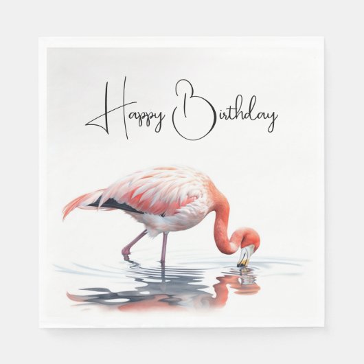 Serviette En Papier Flamant rose tropical pour fête d'anniversaire (Devant)