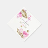 Serviette En Papier Flamant rose Tropical rose et or Baby shower fille (Coin)