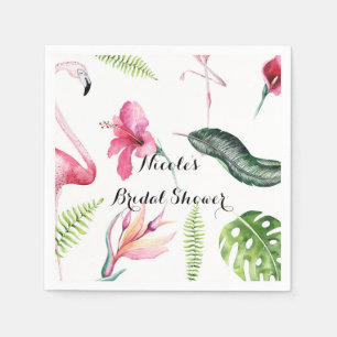 Serviette En Papier Flamant rose Tropiques Été Anniversaire Fête Éléga