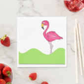 Serviette En Papier Flamant rose vert tropicale rose Oiseau Imprimé se (En situation)