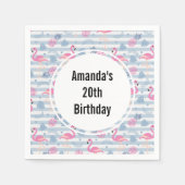 Serviette En Papier Flamant rose Whimsical et ananas Motif Anniversair (Devant)