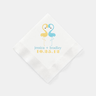 Serviette En Papier Flamants roses bleu et jaune Plage Mariage