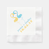 Serviette En Papier Flamants roses bleu et jaune Plage Mariage (Devant)