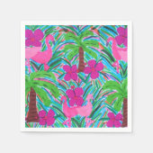 Serviette En Papier Flamants roses de beach party et palmiers (Devant)