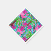 Serviette En Papier Flamants roses de beach party et palmiers (Coin)