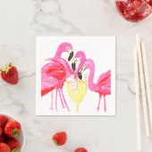 Serviette En Papier Flamants roses et bulles (En situation)