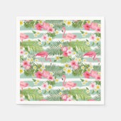 Serviette En Papier Flamants roses Et Rayures (Devant)