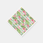 Serviette En Papier Flamants roses Et Rayures (Coin)