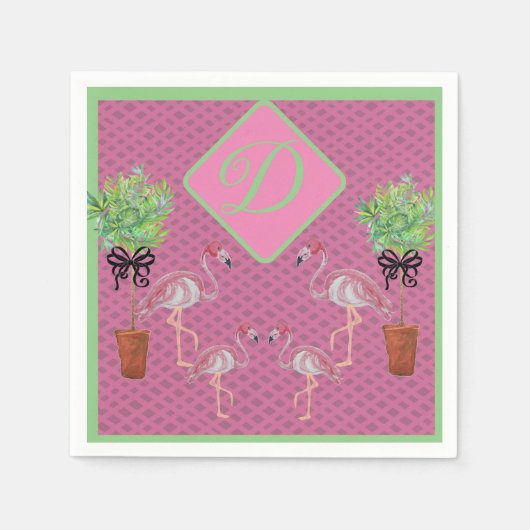 Serviette En Papier Flamants roses Flamant rose rose Palm Terra Cotta (Devant)