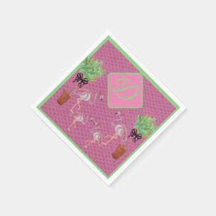 Serviette En Papier Flamants roses Flamant rose rose Palm Terra Cotta