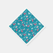 Serviette En Papier Flamants roses, Fleurs et Cactus (Coin)