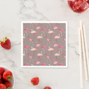 Serviette En Papier Flamants roses rétro