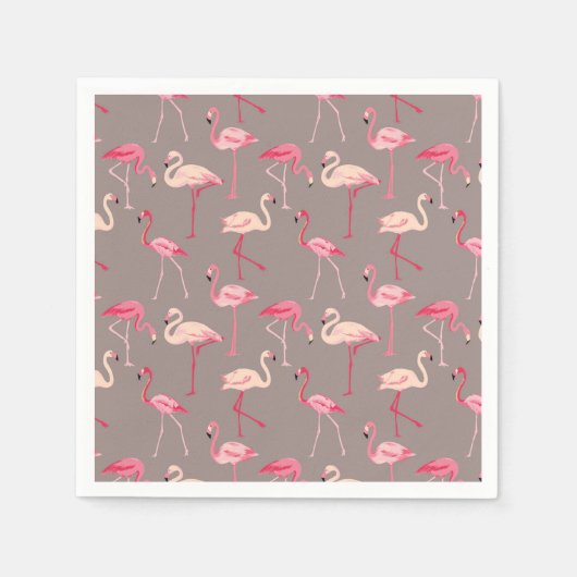 Serviette En Papier Flamants roses rétro (Devant)