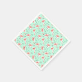 Serviette En Papier Flamants roses Retro Green Multi (Coin)