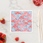 Serviette En Papier Flamants roses Roses Clairs Sur Bleu (En situation)