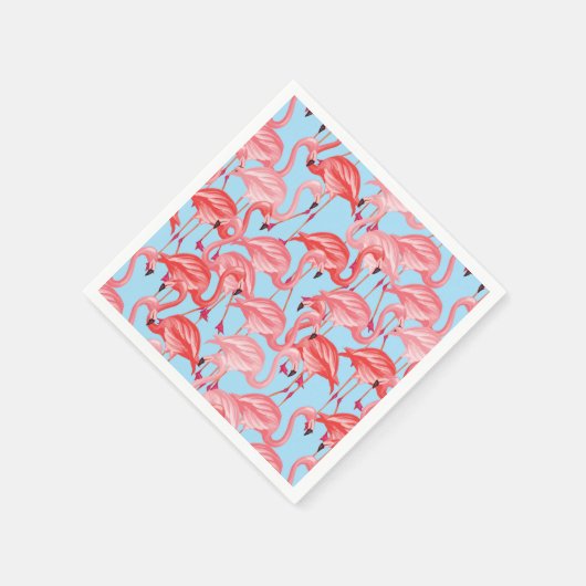Serviette En Papier Flamants roses Roses Clairs Sur Bleu (Coin)