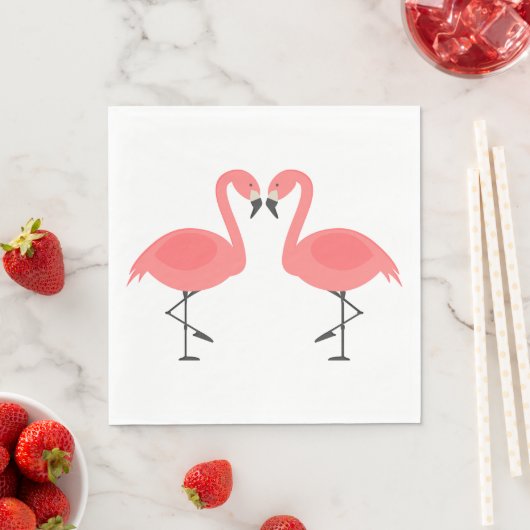 Serviette En Papier Flamants roses roses Mariage, Fête des mariées Lua (En situation)