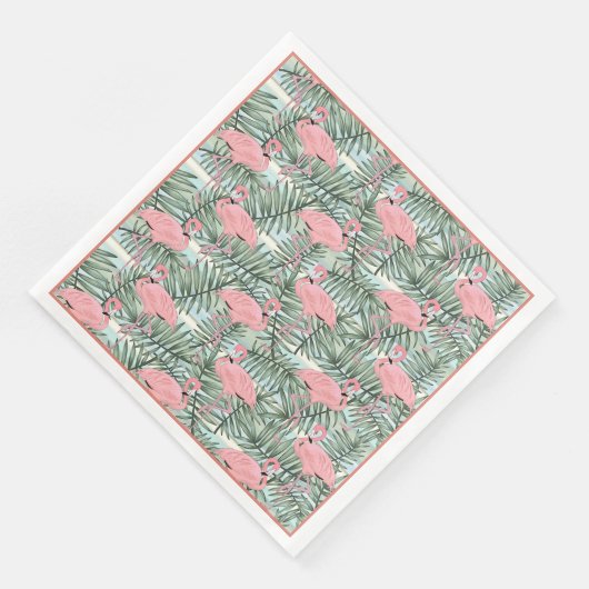 Serviette En Papier Flamants roses roses mignons Palm Leafs Motif d'ar (Coin)