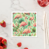 Serviette En Papier Flamants roses roses vintages (En situation)