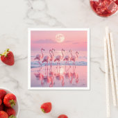 Serviette En Papier Flamants roses Sur une plage rose (En situation)
