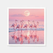 Serviette En Papier Flamants roses Sur une plage rose (Devant)