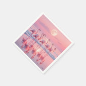 Serviette En Papier Flamants roses Sur une plage rose (Coin)