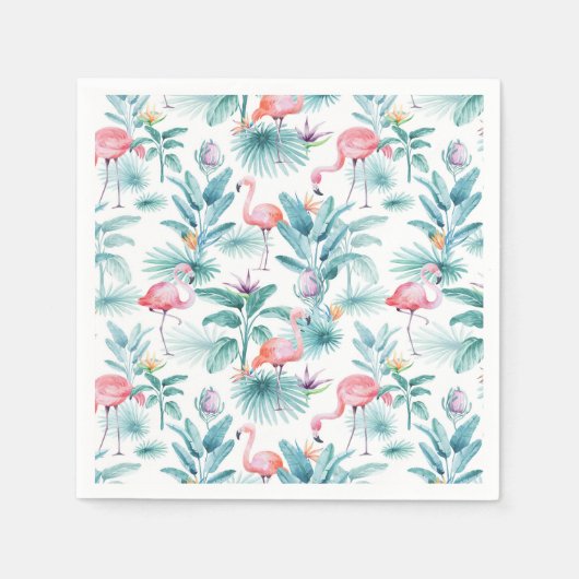 Serviette En Papier Flamants roses tropicaux feuille motif (Devant)