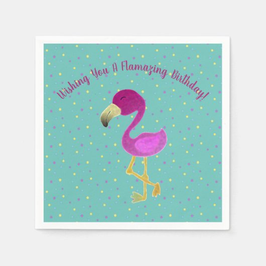 Serviette En Papier Flamazing Flamant rose d'anniversaire (Devant)