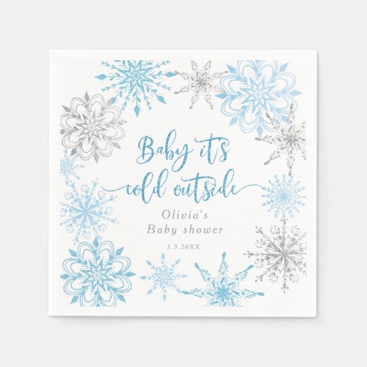 Serviette En Papier Flambeaux d'argent bleu bébé son froid dehors (Devant)