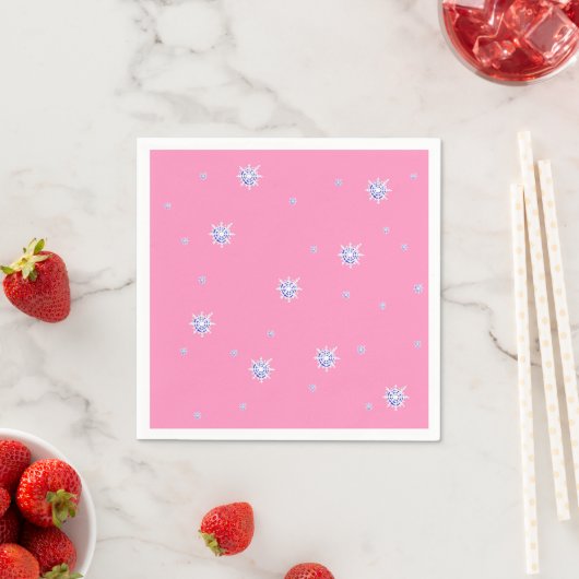 Serviette En Papier Flambeaux d'hiver roses (En situation)