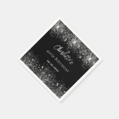 Serviette En Papier Flambée de parties scintillant noire en argent (Coin)