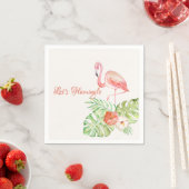 Serviette En Papier Flamingle Aquarelle Tropical and Gold (En situation)