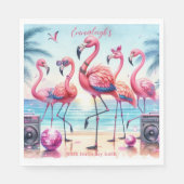 Serviette En Papier Flamingle Beach Party Anniversaire Papier (Devant)