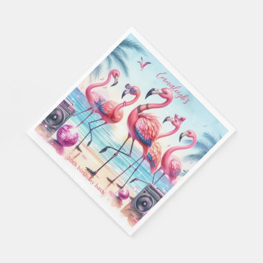 Serviette En Papier Flamingle Beach Party Anniversaire Papier (Coin)