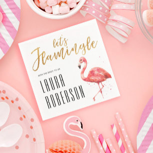 Serviette En Papier Flamingle en Parties scintillant or   FÊTE DES MAR