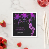 Serviette En Papier Flamingle Flamant rose de néon rose Anniversaire (En situation)