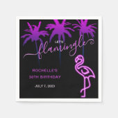 Serviette En Papier Flamingle Flamant rose de néon rose Anniversaire (Devant)
